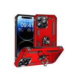 CoverZone iPhone 15 Pro Max Z-Vega Shockproof Standlı Yüzük Tutuculu Mega Case Kapak Kırmızı Cep Telefonu Kılıfı