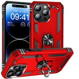 CoverZone iPhone 15 Pro Max Z-Vega Shockproof Standlı Yüzük Tutuculu Mega Case Kapak Kırmızı Cep Telefonu Kılıfı
