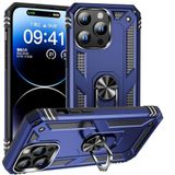 CoverZone iPhone 15 Pro Max Z-Vega Shockproof Standlı Yüzük Tutuculu Mega Case Kapak Mavi Cep Telefonu Kılıfı