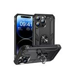 CoverZone iPhone 15 Pro Max Z-Vega Shockproof Standlı Yüzük Tutuculu Mega Case Siyah Cep Telefonu Kılıfı