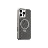 Coverzone İphone 15 Pro Uyumlu Kılıf Karbon Fiber Görünümlü Magsafe Uyumlu Stand Olabilen Carbon