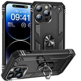 CoverZone iPhone 15 Pro Z-Vega Shockproof Standlı Yüzük Tutuculu Mega Case Siyah Cep Telefonu Kılıfı