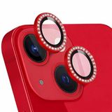 Coverzone İPhone 15/15 Plus İle Uyumlu Yüksek Kalite Parlak Elmas Desenli Taşlı Kırmızı Özel Tasarım Kamera Lens Koruyucu İDB-91