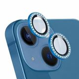 Coverzone İPhone 15/15 Plus İle Uyumlu Yüksek Kalite Parlak Elmas Desenli Taşlı Mavi Özel Tasarım Kamera Lens Koruyucu İDB-91