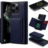 Coverzone iPhone 16 ile uyumlu Deri Kılıf Magsafe ile uyumlu Wallet 2 in 1 Çıkarabilir Kart Tutucu Mıktanıslı Stand olabilen Phone case Deri Kapak Wireless Şarj Özellikli Lacivert