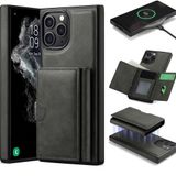 Coverzone iPhone 16 ile uyumlu Deri Kılıf Magsafe ile uyumlu Wallet 2 in 1 Çıkarabilir Kart Tutucu Mıktanıslı Stand olabilen Phone case Deri Kapak Wireless Şarj Özellikli Siyah