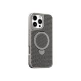 Coverzone iPhone 16 ile uyumlu Kılıf Karbon Fiber Görünümlü Magsafe ile uyumlu Stand olabilen Carbon Case Tam Gövde Koruyucu Telefon Kılıfı Gray