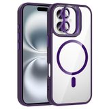Coverzone iPhone 16 ile Uyumlu Z-Etro MagSafe Wireless Şarj Destekli, Güçlü Manyetik Tutucu, Stand Olabilen, Kamera Lens Hediyeli Koruyucu Kılıf Derin Mor