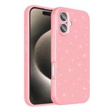 Coverzone iPhone 16 ile uyumlu Z-Jelly Kılıf Kamera Korumalı Simli Işıltılı Renkli Parlak Silikon Kapak - Açık Pembe