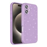 Coverzone iPhone 16 ile uyumlu Z-Jelly Kılıf Kamera Korumalı Simli Işıltılı Renkli Parlak Silikon Kapak - Lila
