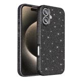 Coverzone iPhone 16 ile uyumlu Z-Jelly Kılıf Kamera Korumalı Simli Işıltılı Renkli Parlak Silikon Kapak - Siyah
