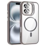 Coverzone iPhone 16 Plus ile Uyumlu Z-Etro MagSafe Wireless Şarj Destekli, Güçlü Manyetik Tutucu, Stand Olabilen, Kamera Lens Hediyeli Koruyucu Kılıf Gri