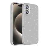Coverzone iPhone 16 Plus ile uyumlu Z-Jelly Kılıf Kamera Korumalı Simli Işıltılı Renkli Parlak Silikon Kapak - Silver