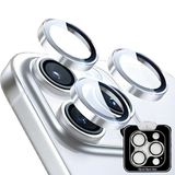 Coverzone İPhone 16 Pro / 16 Pro Max İle Uyumlu Kolay Kurulum Aparatlı Gerçek Safir Çizilmeye Ve Darbelere Dayanıklı Şık Kamera Lens Koruyucu Cam Gümüş CS-1