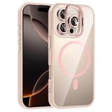 Coverzone iPhone 16 Pro ile Uyumlu Z-Etro MagSafe Wireless Şarj Destekli, Güçlü Manyetik Tutucu, Stand Olabilen, Kamera Lens Hediyeli Koruyucu Kılıf Pembe