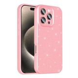 Coverzone iPhone 16 Pro ile uyumlu Z-Jelly Kılıf Kamera Korumalı Simli Işıltılı Renkli Parlak Silikon Kapak - Açık Pembe