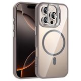 Coverzone iPhone 16 Pro Max ile Uyumlu Z-Etro MagSafe Wireless Şarj Destekli, Güçlü Manyetik Tutucu, Stand Olabilen, Kamera Lens Hediyeli Koruyucu Kılıf Gri