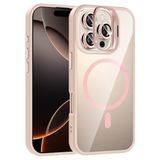 Coverzone iPhone 16 Pro Max ile Uyumlu Z-Etro MagSafe Wireless Şarj Destekli, Güçlü Manyetik Tutucu, Stand Olabilen, Kamera Lens Hediyeli Koruyucu Kılıf Pembe