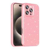 Coverzone iPhone 16 Pro Max ile uyumlu Z-Jelly Kılıf Kamera Korumalı Simli Işıltılı Renkli Parlak Silikon Kapak - Açık Pembe