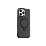 Coverzone İphone 16 Pro Max Uyumlu Kılıf Karbon Fiber Görünümlü Magsafe Uyumlu Stand Olabilen Carbon