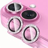 Coverzone İPhone 16/16 Plus İle Uyumlu Yüksek Kalite Parlak Elmas Desenli Taşlı Pembe Özel Tasarım Kamera Lens Koruyucu İDB-91