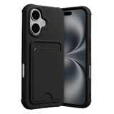 Coverzone iPhone 17 ile uyumlu Kılıf N-Kelvin Kartvizitli Kart Taşıma Cebi Soft-Touch Silikon Kapak (Siyah, iPhone 17)