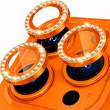 Coverzone İPhone 17 Pro / 17 Pro Max İle Uyumlu Yüksek Kalite Parlak Elmas Desenli Taşlı Turuncu Özel Tasarım Kamera Lens Koruyucu İDB-91