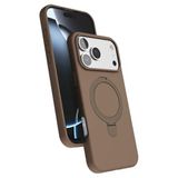 Coverzone iPhone 17 Pro ile uyumlu Kılıf MagSafe ile uyumlu MP-Regal Katlanabilir Standlı El parmak geçmeli Kablosuz Şarj Destekli Çöl