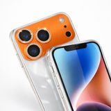 Coverzone İPhone 17 Pro Max İle Uyumlu Full Kaplayan Yüksek Kalite Özel Üretim Parlak Elmas İşlemeli Taşlı Kamera Lens Koruyucu, Lens Koruma CL-1 Turuncu