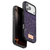 Coverzone iPhone 17 Pro Max ile Uyumlu Parlak Simli Telefon Bright Kılıfı Boncuk İşlemeli Şık Tasarım Darbe Emici Kenarlar Tam Koruma Sağlayan Kaymaz Kapak Derin Mor