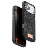 Coverzone iPhone 17 Pro Max ile Uyumlu Parlak Simli Telefon Bright Kılıfı Boncuk İşlemeli Şık Tasarım Darbe Emici Kenarlar Tam Koruma Sağlayan Kaymaz Kapak Siyah