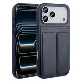 Coverzone İphone 17 Pro Max İle Uyumlu Yüksek Kalite Deri Kartlıklı Sevilla Kartlık Hazneli Şık Telefon Kılıfı-Lacivert