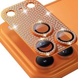 Coverzone iPhone 17 Pro Max İle Uyumlu Yüksek Kalite Parlak Elmas Desenli Taşlı Full Kaplayan Özel Tasarım Kamera Lens Koruyucu Turuncu CK-20