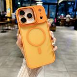Coverzone iPhone 17 uyumlu Kamera Lens Aparatlı Stand Olabilen Magsafe ile uyumlu Kamera Korumalı Şeffaf Full Color Magnetic Wireless Telefon Kılıfı Turuncu
