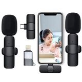 Coverzone iPhone ile Uyumlu 2 Adet Mikrofonlu Tek Alıcılı Kablosuz Cep Telefonu İçin Lightning Girişli Gürültü Önleyicili Profesyonel Dış Mekan Vlog Canlı Yayın Youtuber Yaka Mikrofonu K9 Lightning2