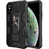 CoverZone iPhone XS MAX Shockproof Standlı Yüzük Tutuculu Mega Case Siyah Kılıf