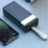 CoverZone Işıklı Şarj Durumu Göstergeli 40.000 mAh Mat Siyah Powerbank