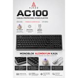 Coverzone Kablolu Profesyonel Oyuncu Klavyesi, Monoblok Alüminyum Kasa, 104 Tuş Full Size Düzen, Beyaz Işıklı Aydınlatma, Gift Switch, USB Kablolu Plug & Play Klavye | Ajazz (AC100 - Siyah)-Ent