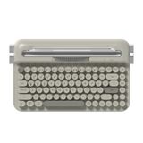 Coverzone Kablosuz Bluetooth & 2.4G Çift Modlu Retro Daktilo Tasarımlı Klavye – Yuvarlak Tuşlu, Tablet & Telefon Standlı, Ergonomik, Taşınabilir, Pille Çalışan, Sessiz ve Konforlu AJAZZ AF84 Gri