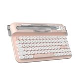 Coverzone Kablosuz Bluetooth & 2.4G Çift Modlu Retro Daktilo Tasarımlı Klavye – Yuvarlak Tuşlu, Tablet & Telefon Standlı, Ergonomik, Taşınabilir, Pille Çalışan, Sessiz ve Konforlu AJAZZ AF84 Pembe
