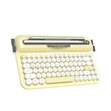 Coverzone Kablosuz Bluetooth & 2.4G Çift Modlu Retro Daktilo Tasarımlı Klavye – Yuvarlak Tuşlu, Tablet & Telefon Standlı, Ergonomik, Taşınabilir, Pille Çalışan, Sessiz ve Konforlu AJAZZ AF84 Sarı