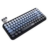 Coverzone Kablosuz Bluetooth Retro Sessiz Klavye – Yuvarlak Tuşlu, Kedi Süs Aksesuarı, 84 Tuşlu, Taşınabilir, Akıllı Uyku Modu, Ergonomik Tasarım, Tablet Telefon Uyumlu, AJAZZ AJ308i Mavi