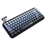 Coverzone Kablosuz Bluetooth Retro Sessiz Klavye – Yuvarlak Tuşlu, Kedi Süs Aksesuarı, 84 Tuşlu, Taşınabilir, Akıllı Uyku Modu, Ergonomik Tasarım, Tablet Telefon Uyumlu, AJAZZ AJ308i Mavi