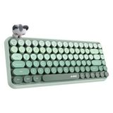 Coverzone Kablosuz Bluetooth Retro Sessiz Klavye – Yuvarlak Tuşlu, Kedi Süs Aksesuarı, 84 Tuşlu, Taşınabilir, Akıllı Uyku Modu, Ergonomik Tasarım, Tablet Telefon Uyumlu, AJAZZ AJ308i Yeşil