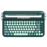 Coverzone Kablosuz Bluetooth ve 2.4G Çift Modlu Retro Daktilo Tasarımlı Klavye – Yuvarlak Tuşlu, Tablet & Telefon Standlı, Ergonomik, Pille Çalışan, Sessiz ve Konforlu AJAZZ AF84 (AF84 - Yeşil)