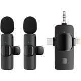 Coverzone Kablosuz İkili Yaka Mikrofonu iPhone ile Uyumlu 3.5mm Aux iPhone Type-C PC Tablet Video Kayıt Röportaj Canlı Yayın Vlog Kablosuz Mikrofon USB C ve Amfi ve Bilgisayar Uyumlu ZR564