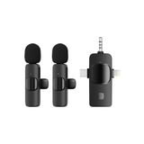 Coverzone Kablosuz İkili Yaka Mikrofonu iPhone ile Uyumlu 3.5mm Aux iPhone Type-C PC Tablet Video Kayıt ZR564