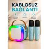 Coverzone Kablosuz Mikrofonlu Karaoke Makinesi Taşınabilir Bluetooth Hoparlör ENT Seti Bas Tiz Ayarlı Retro Hoparlör Yet