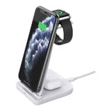 Coverzone Kablosuz Şarj İstasyonu Dock 3in1 iPhone ile Uyumlu Airpods ile Uyumlu Watch ile Uyumlu 15W Hızlı Şarj Aleti BEYAZ