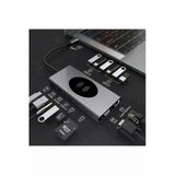 Coverzone Kablosuz Şarj ve HUB Adaptör 13in1 Type-C to HDTV Macbook Uyumlu Çevirici VGA SD TF LAN WPC ZR13